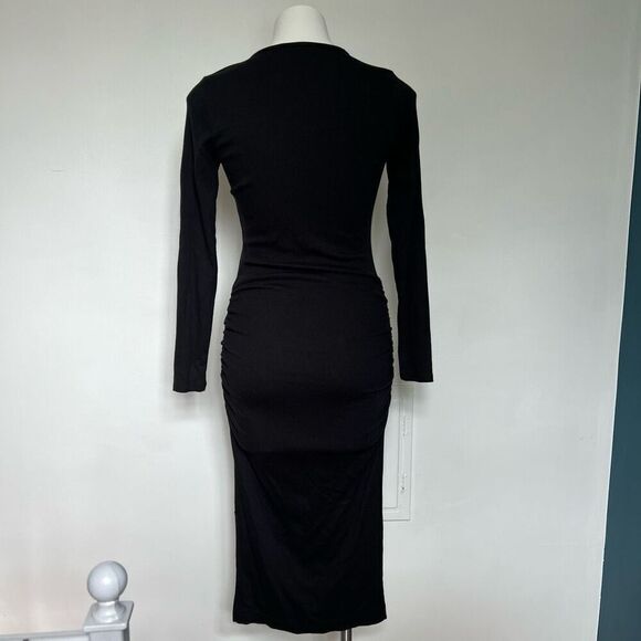 Michael Stars Natalie Square Neck ribbed ruched midi dress - Picture 12 of 16